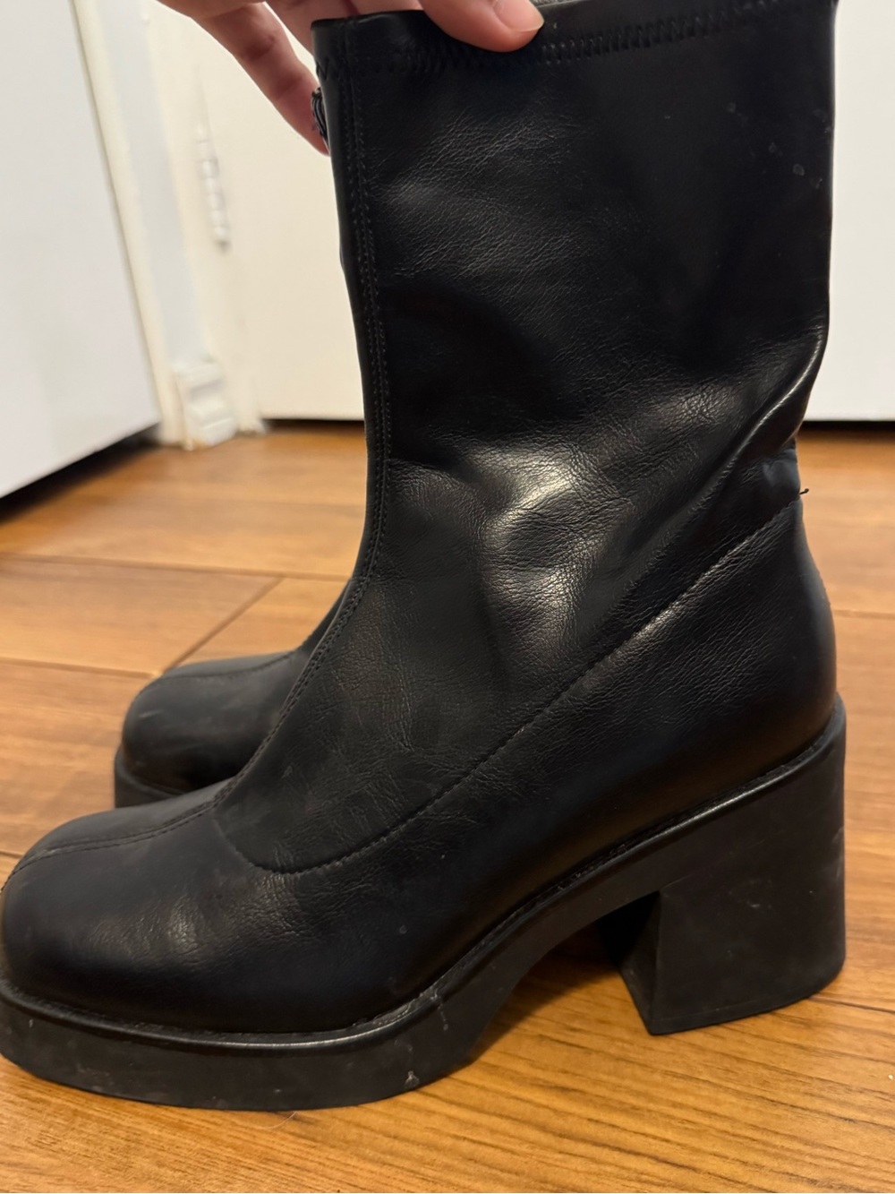 Call It Spring Black Platform Block Heel Ankle Boots